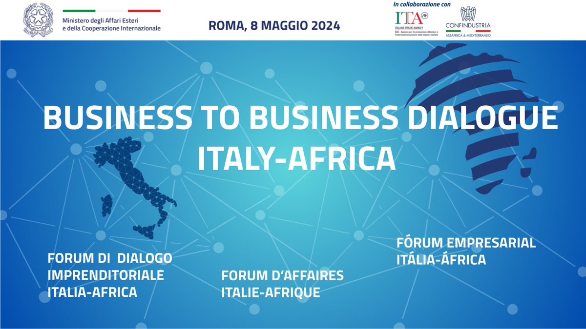 🔴Min. @Antonio_Tajani opens the first Italy-Africa Business Dialogue Forum, organized by #ItalyMFA in collaboration with @ITAtradeagency and @Confindustria - @ASSAFRICA. #MatteiPlan 📽️Follow live streaming⤵️ youtube.com/watch?v=DLgi7Q…