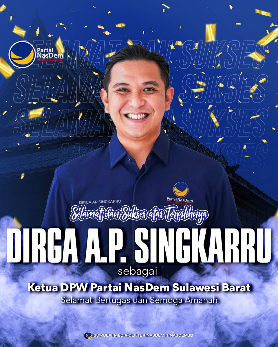 Selamat bertugas kakak Dirga A. P. Singkarru sebagai Ketua DPW NasDem Sulawesi Barat. 

Semoga sukses dan amanah selalu membawa misi gerakan perubahan untuk Restorasi Indonesia. 

𝐈𝐭'𝐬 𝐓𝐢𝐦𝐞 𝐑𝐞𝐬𝐭𝐨𝐫𝐚𝐬𝐢 𝐈𝐧𝐝𝐨𝐧𝐞𝐬𝐢𝐚 🇮🇩

#ItsTime #PartaiNasDem