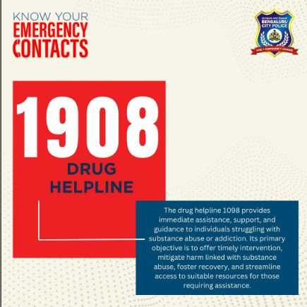 Feeling stuck in the cycle of substance abuse? 1908 helpline is here to break that cycle and guide you towards a brighter, healthier future. It's time to take back control and rewrite your story! #Awareness4You #WeServeWeProtect ಮಾದಕ ವಸ್ತುಗಳ ವ್ಯಸನದ ಚಕ್ರವ್ಯೂಹದಲ್ಲಿ…