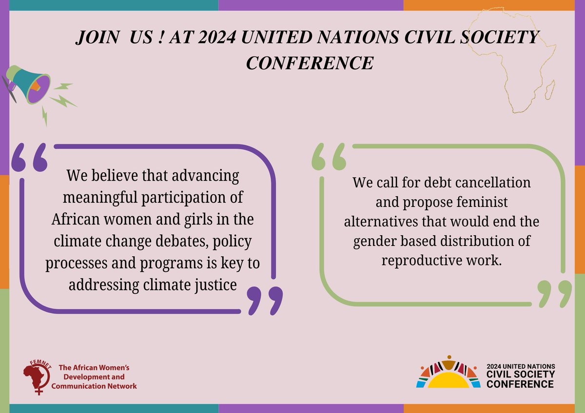 🗓 9th - 10th May 2024. 📍 FEMNET will be at the #2024UNCSC conference for discussions ahead of #SummitOfTheFuture #Femonomics #Policy2Action #SRHRDialogues #ClimateJustice #ISpeak4Myself