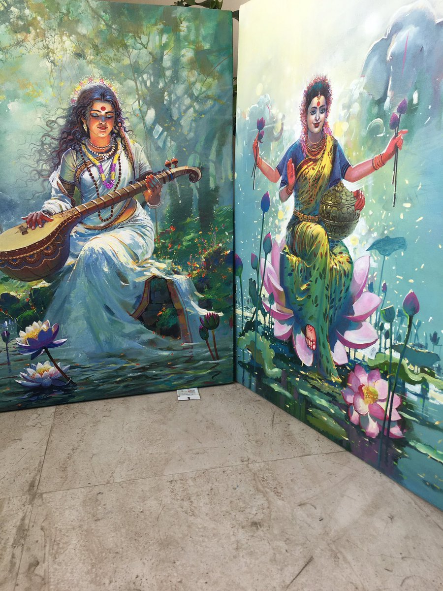 लक्ष्मी  सरस्वती 
beautiful goddess on my easel ! #biswaalart #acrylicpainting #goddess #Hindutva #art #paintings #illustraion #characterdesign #artcollector