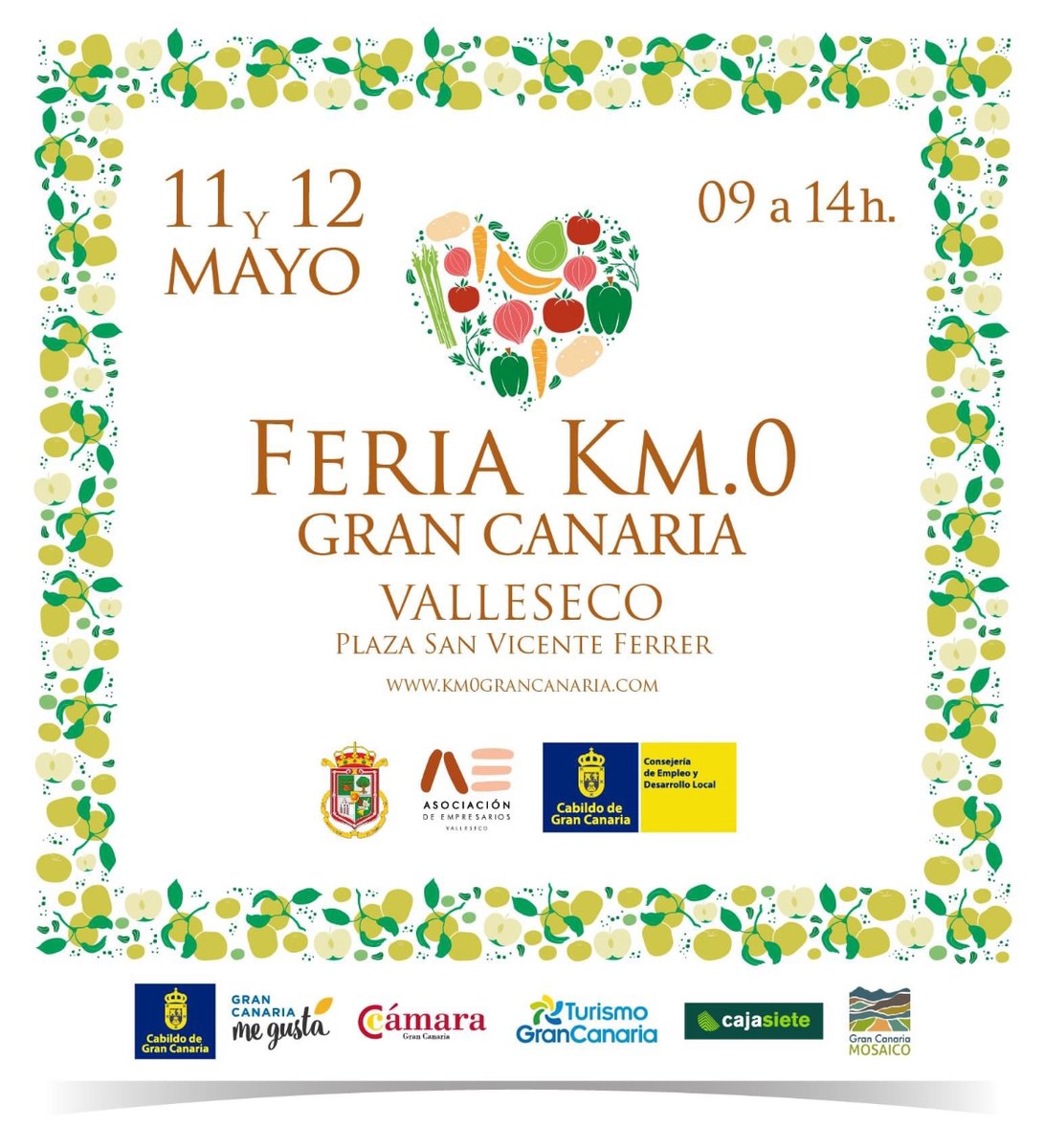 El pueblo de la 🍏 manzana 🍏, Valleseco, acoge este 11 y 12 de mayo la Feria Km0 Gran Canaria con varias decenas de #productores. 

Alegra esa cara, que ya tienes plan para el #findesemana 😉!!