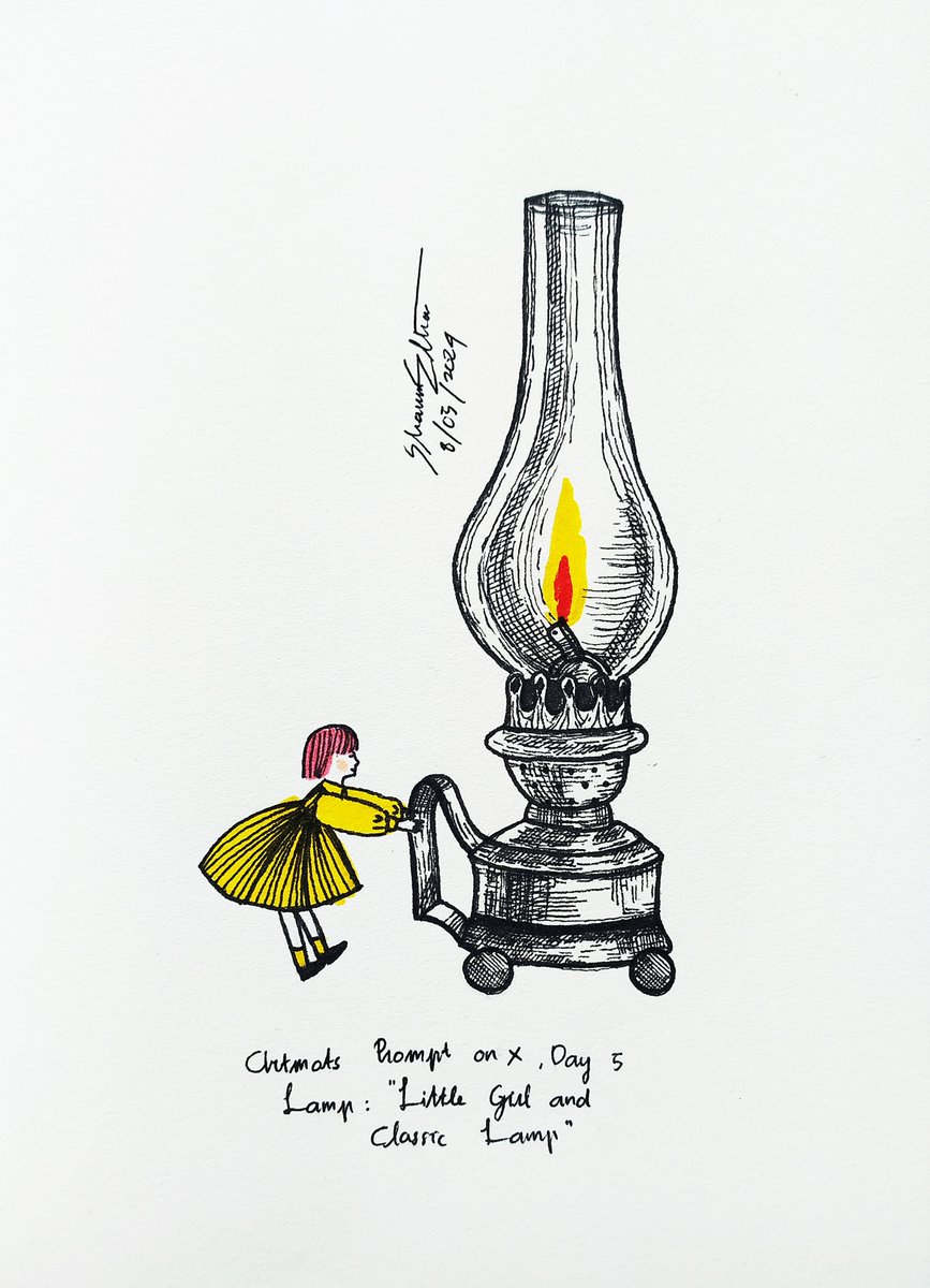 Day 5: Lamp
'Little Girl and Classic Lamp'

#penandink #pendrawing #inkdrawing #illustrationart #traditionalart #drawing #arttwt #artmoots #kawaiiart #artistonx #lamp