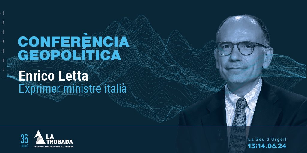 🗣️ @EnricoLetta, exprimer ministre italià i president de @DelorsInstitute, el ‘think tank’ europeu fundat per Jacques Delors, impartirà la ‘Conferència Geopolítica’ de La Trobada. 📅​ 13 de juny 🕠 16:30h 👉 Consulta el programa 🔗 trobadaalpirineu.com #EnsVeiemAlPirineu