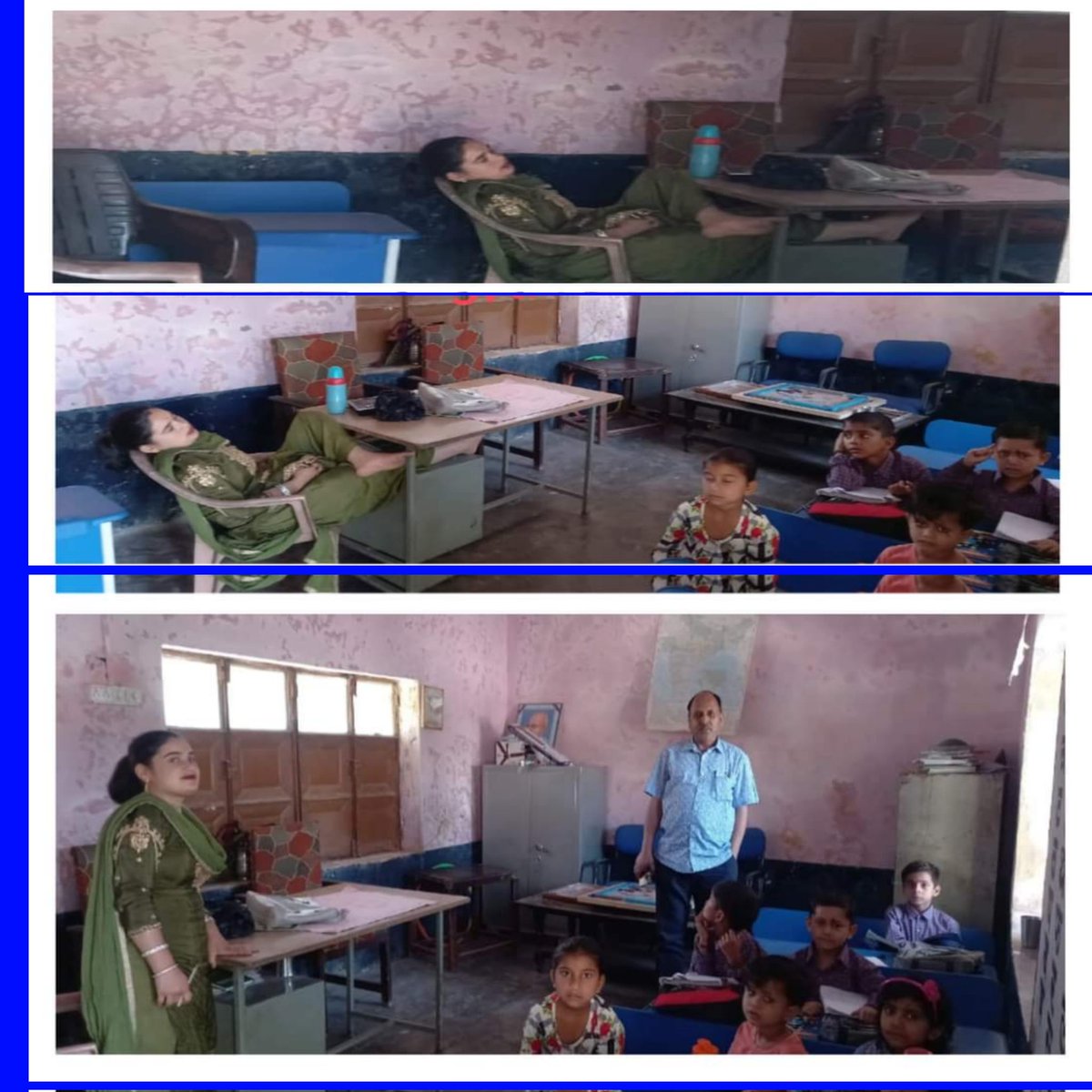 Surprise visit by Chief Education officer Reasi at 10 :AM of PS Gran Baryotrain zone Reasi on 07-05-2024 during inspection it has found that there is only one Female Teacher Presented but sleeped in the classroom in front of the children.  #reasi #GovtTeacher #sleeping