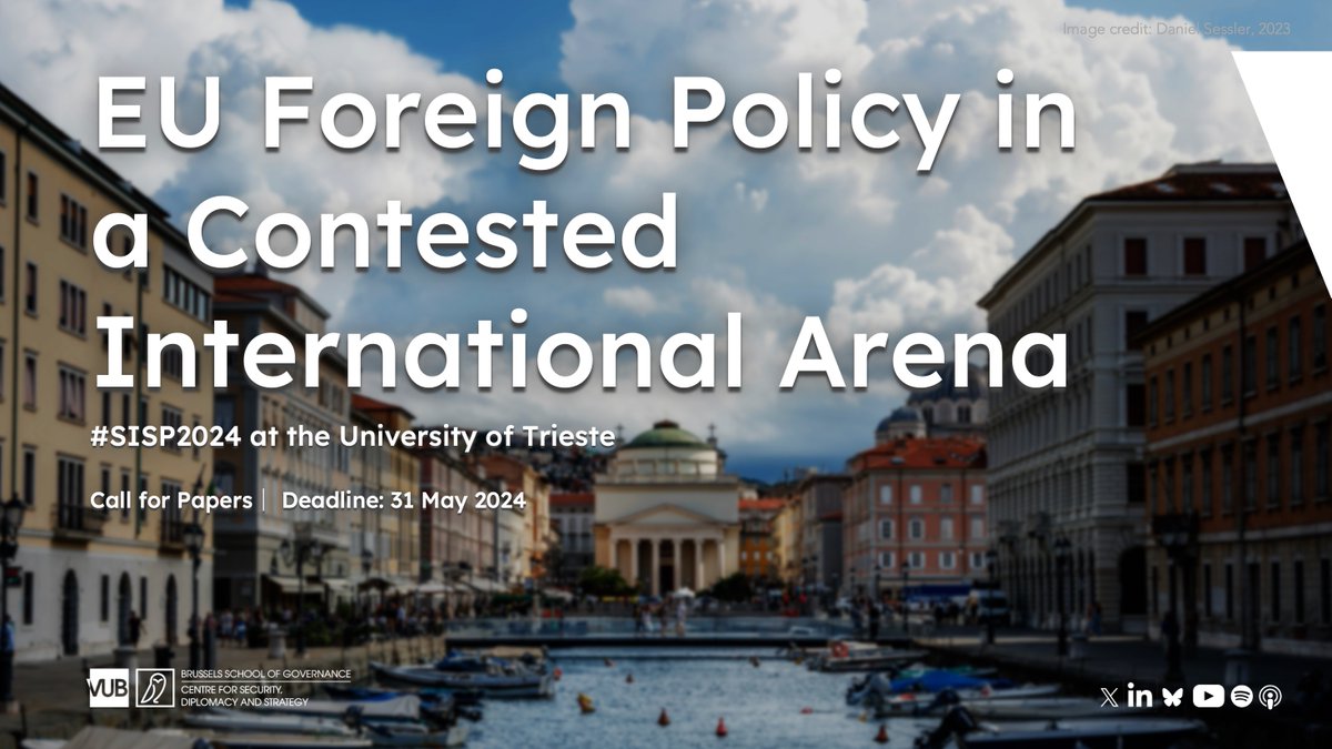 ❗️Don't forget. If you'd like to deliver a paper on EU foreign policy at #SISP2024 @UniTrieste on 12-14 September 2024, send your ideas to @Giu_Ter & @mariagiuliaama by 31 May 2024. Apply now🔸 sisp.it/en/conference2…