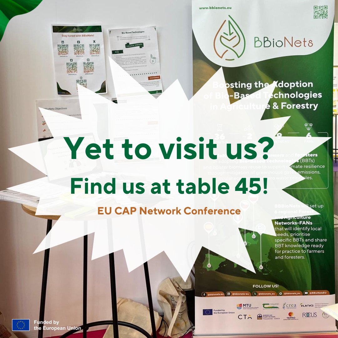 👉 Have you not visited our booth at the @eucapnetwork #OGConference yet? 🌱
🫂 Don't worry; you still have time to come find us today❗
📌 Table 45 (right to the left of the main door)
🔗 bbionets.eu
#bbionets #OGs #conference #euprojects