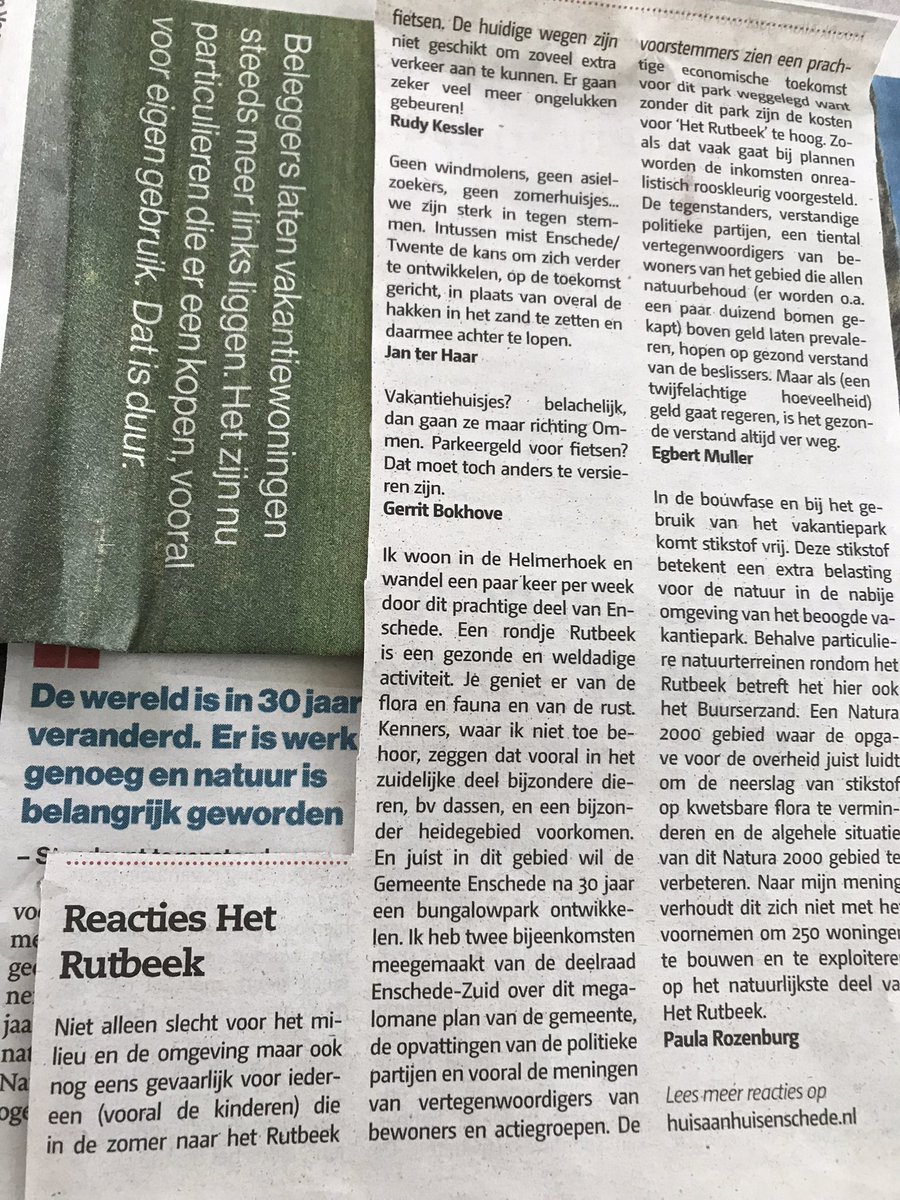 Al veel reacties van omwonenden en natuurliefhebbers behoudhetrutbeek.nl zie ook Actiegroep Behoud het Rutbeek bereikt mijlpaal voor #referendum over bungalowpark Het Rutbeek