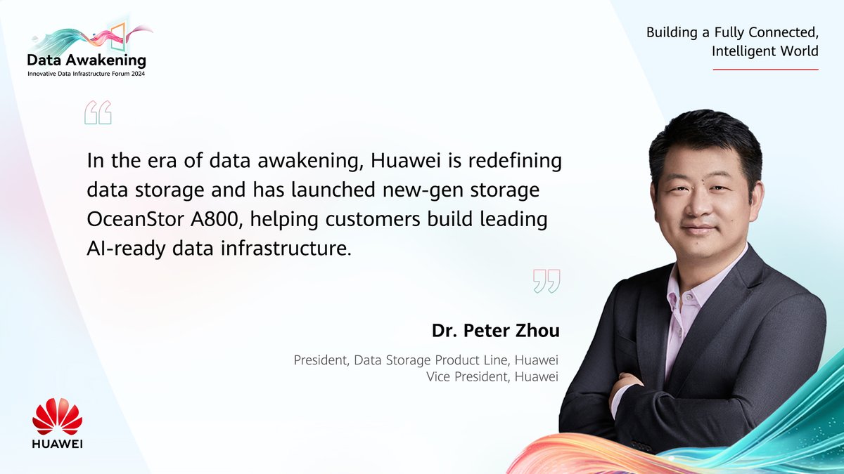 HuaweiEnt's tweet image. At #Huawei IDI Forum, Dr. Peter Zhou, President of Huawei Data Storage Product Line, delivered a compelling presentation on how to redefine data storage in the #DataAwakening era to unlock the value of data. For more: bit.ly/43iV4vv #HWIDI #HuaweiStorage