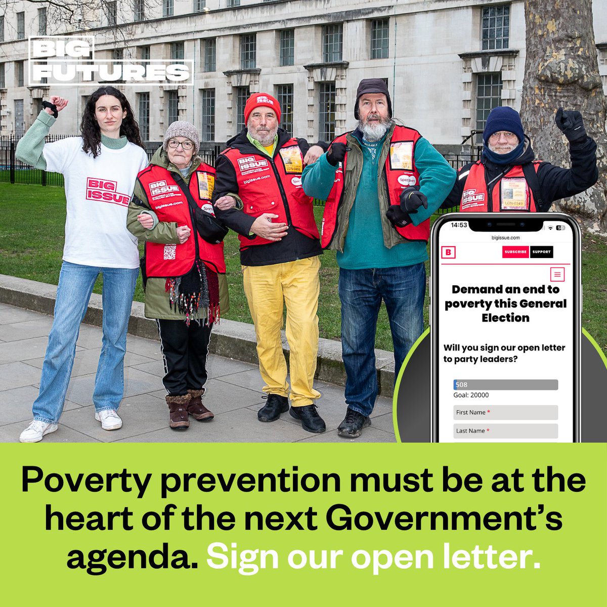 ✉️ BIG Announcement! Join Us in Demanding an End to Poverty this #GeneralElection! ✊ Big Issue's open letter calls on party leaders to take decisive action to end poverty in the UK. Will you stand with us and sign this crucial letter? ✍️ bit.ly/3JR2Io0