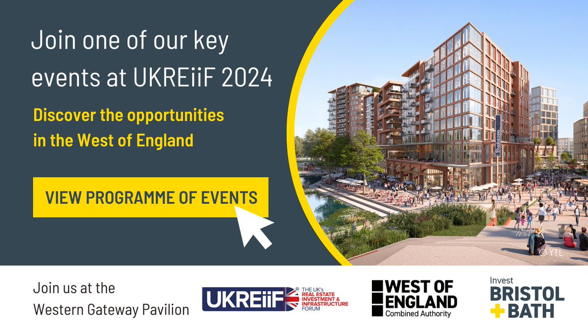 📢 Our @UKREiiF programme of events is now live 📢 Check out our main events ➡️ bit.ly/3Uo8tQa With a jam-packed schedule, pop by and visit us in the Western Gateway Pavilion 🤝 @WesternGateway_