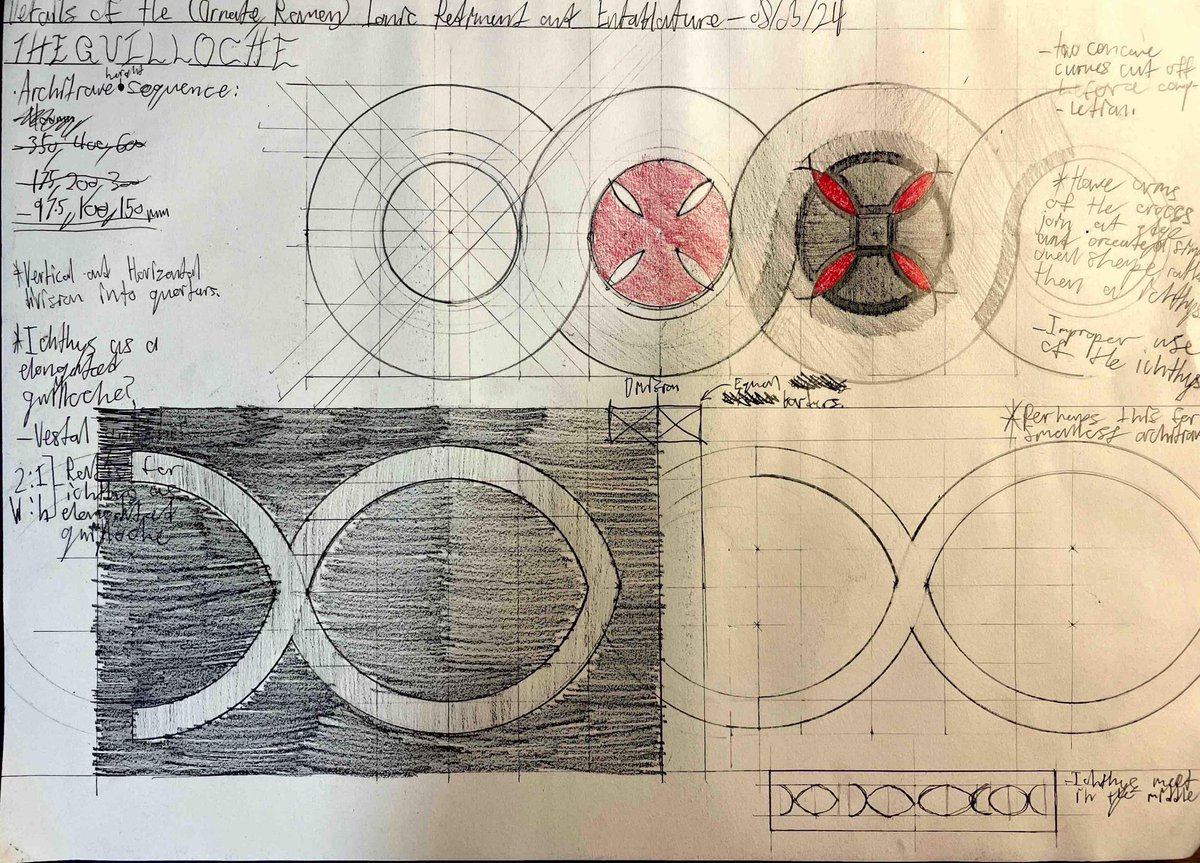 A guilloche concept inspired by the canterbury cross, for architraves on a archway at a Catholic convent