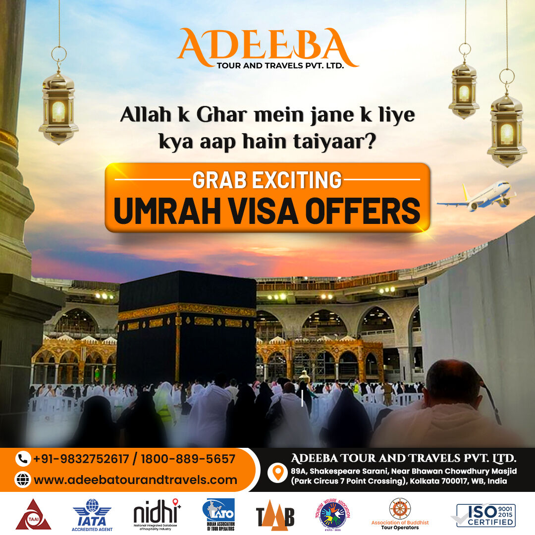 Grab the Umrah Visa offer and perform your Umrah effortlessly. Make your journey memorable with Adeeba Tour and Travels.

#UmrahVisa #Visa #AdeebaTourandTravels #Hajj #UmrahTour #UmrahPackage