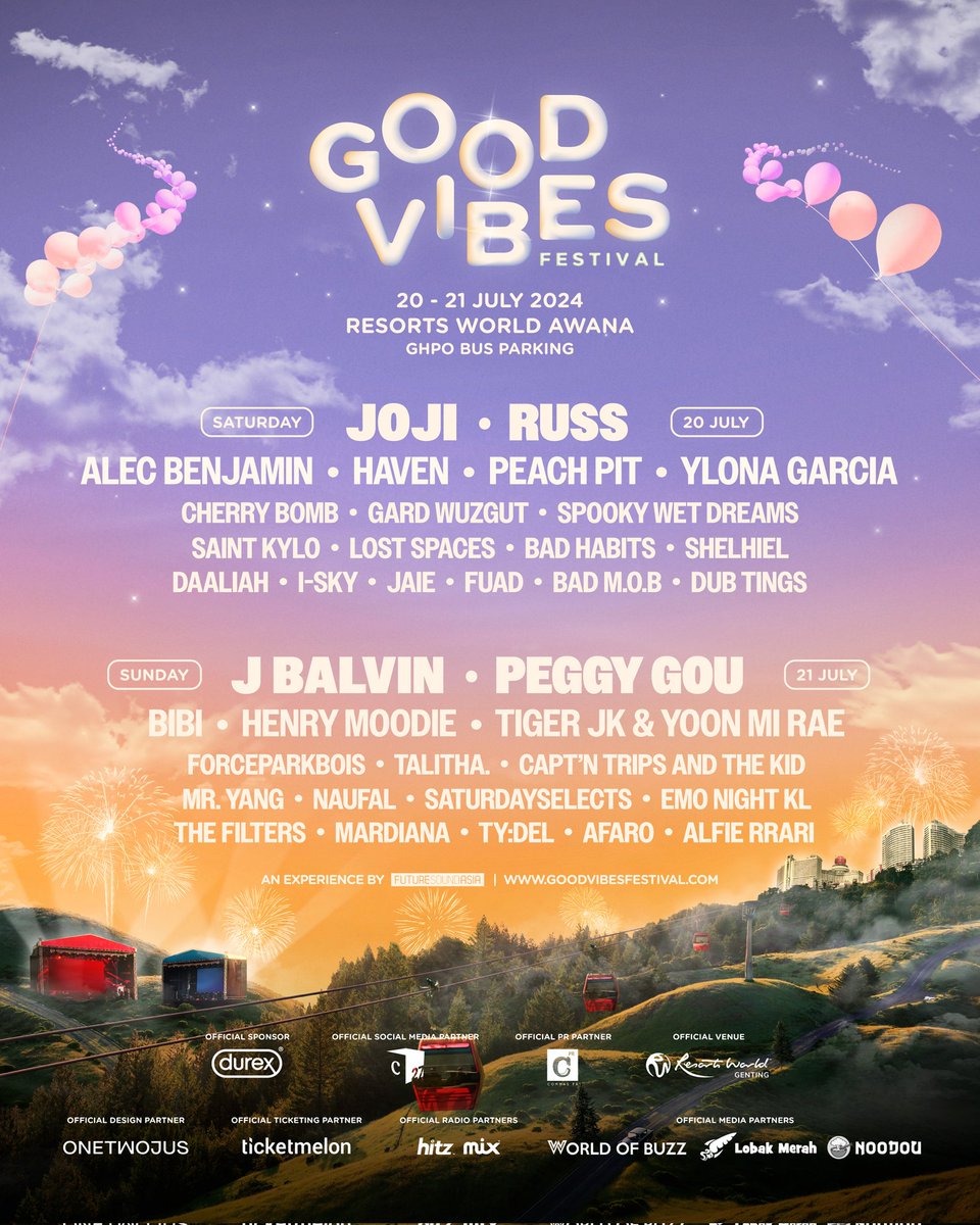 [EVENT] Good Vibes Festival 2024 📅: 20th & 21st July 2024 (Saturday & Sunday) 📍: Resorts World Awana – GHPO Bus Parking ⭐: BIBI, Tiger JK & Yoonmirae and more. Ticket Sales 📅: 10th May 2024 (Friday) 🕚: 11AM 🎟️: ticketmelon.com/fsa/gvf2024 #GoodVibesFestival #GVF2024 #BIBI…