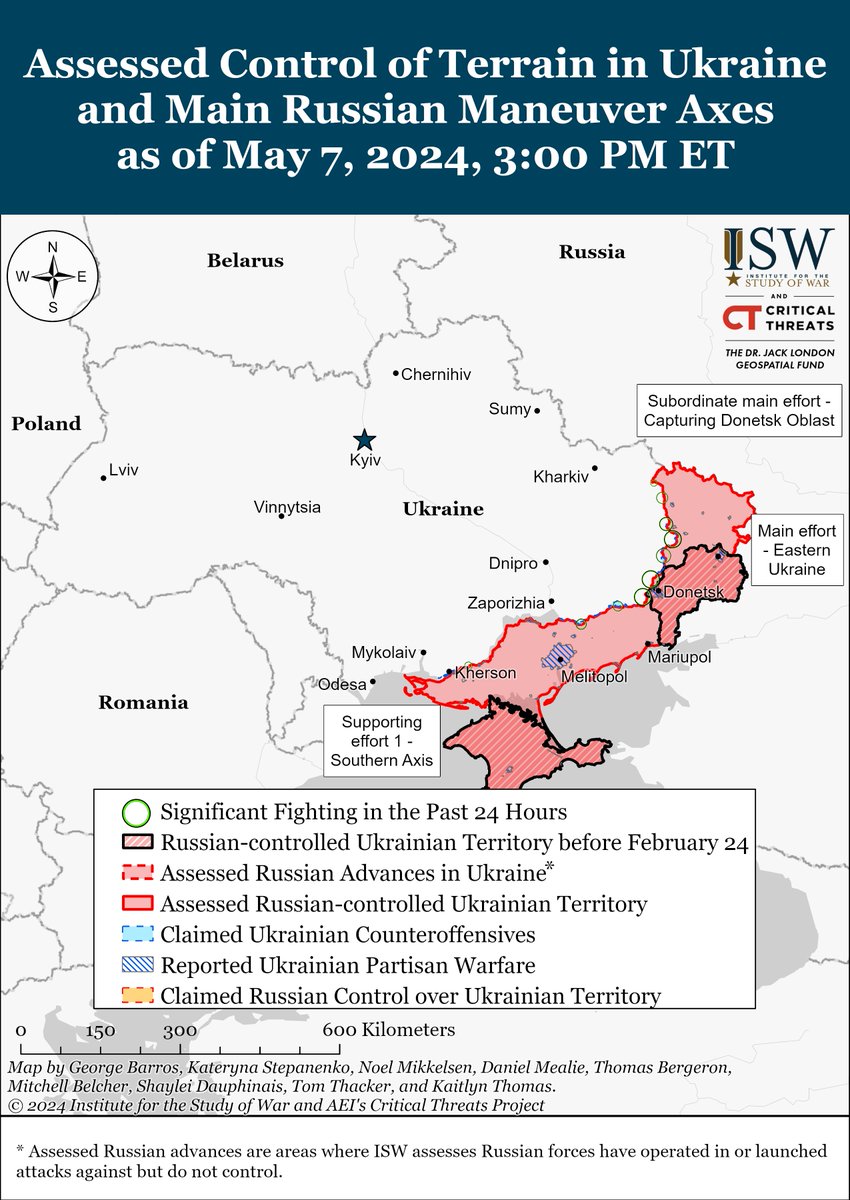 🇺🇦🇷🇺 7 febbraio - 7 maggio 2024. Tre mesi di 'avanzate russe'. 🤷‍♂️ @TheStudyofWar