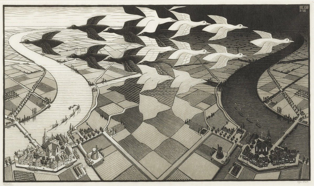 M. C. Escher. 'Day and Night,' 1938.