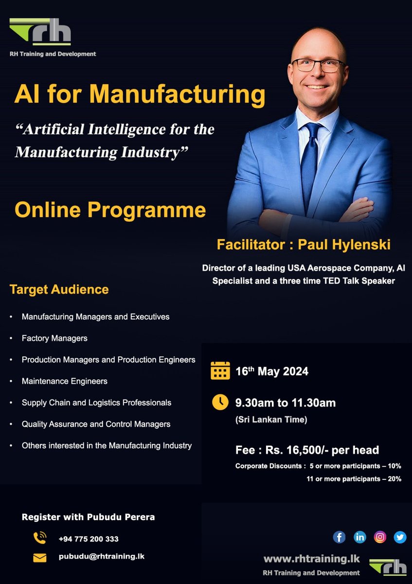 ARTIFICIAL INTELLIGENCE in Manufacturing with Paul Hylenski from USA.
#lka #iContactLanka #SriLanka