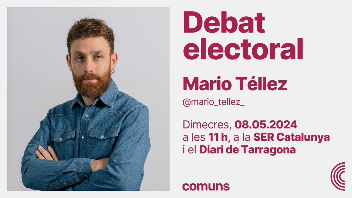 Matí de Debat electoral 🗳️

🗣️Mario Téllez participa al debat de candidates pel #12M de la <a href="/cadenader/">Zann Woods</a> i <a href="/diaridtarragona/">Diari de Tarragona</a> 

⏰11 h

EN DIRECTE 🔴👉 m.youtube.com/live/ikRckuTHS…