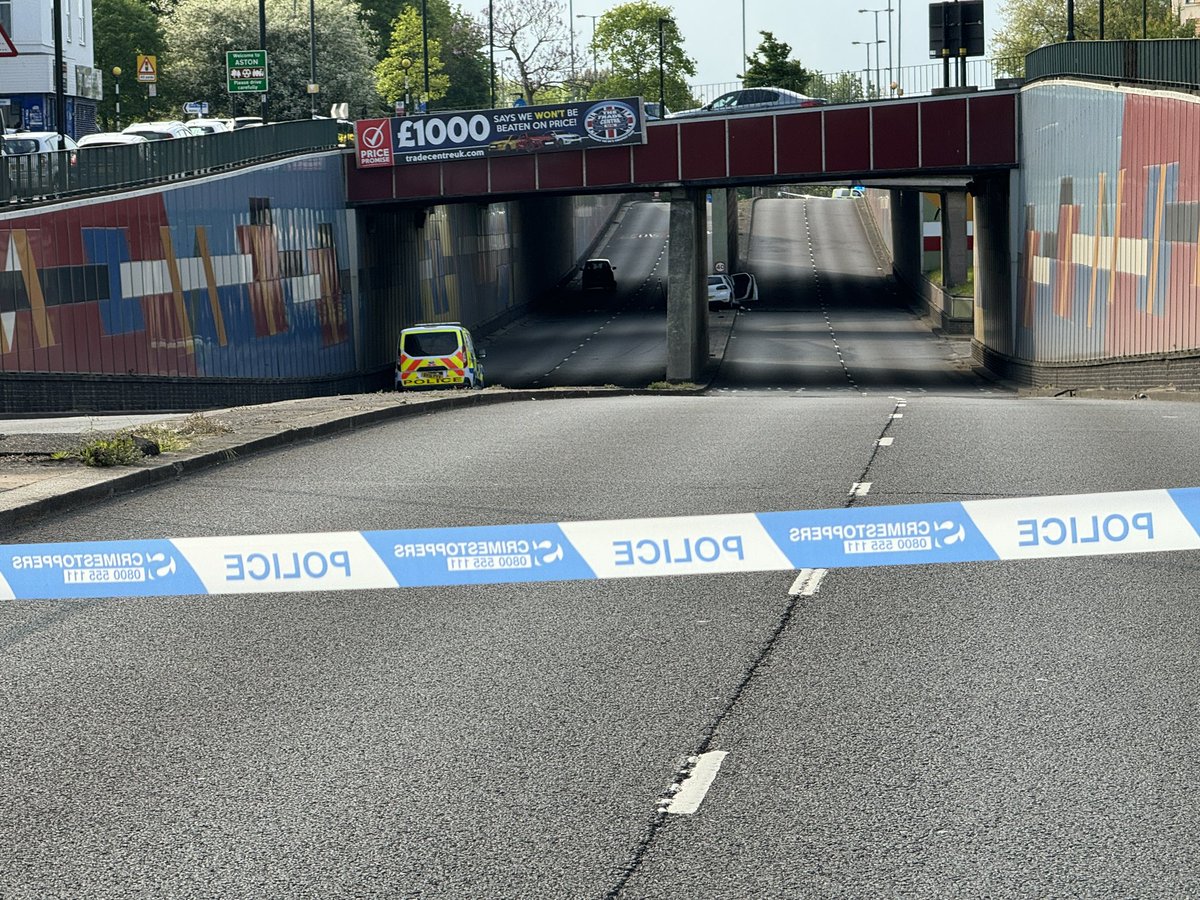 A major underpass in Aston was sealed off by police last night after a serious crash. It remains closed amid rush this morning. Does not look good. Thoughts with those affected.