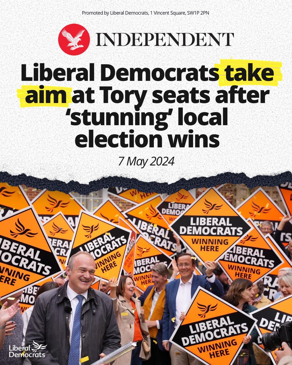 Up and down the country Conservative MPs will be looking over their shoulder terrified of the Liberal Democrats who have won more seats than them in this election.