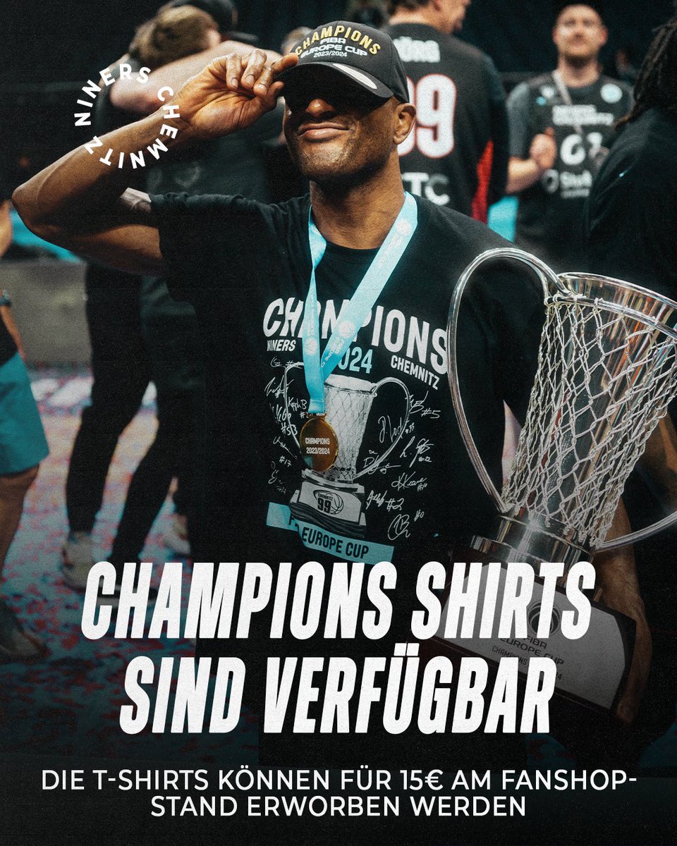 CHAMPIONS SHIRTS 🧡 Heute Abend beim Heimspiel gegen die Basketball Löwen Braunschweig könnt ihr unsere FIBA Europe Cup Champions T-Shirts für 15€ am Fanshop-Stand erwerben. 🔥 #chemnitz #basketball #fibaeuropecup 📸: Ernesto Uhlmann