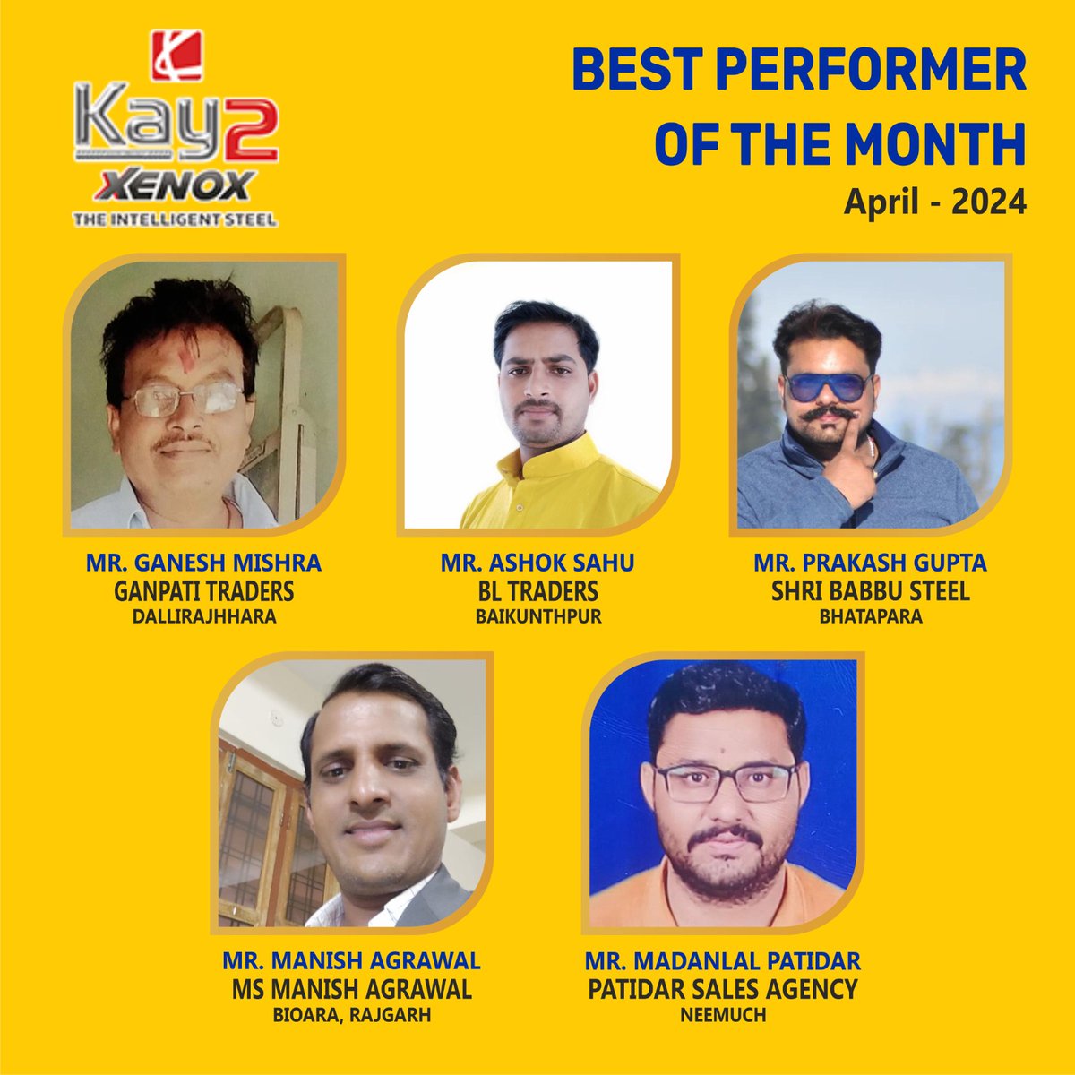 April's top achievers, leading the way with excellence and dedication. Congratulations to our best performers of April 2024! Naye Bharat Ka Intelligent Saathi #InnovativeSteel #BuildingProsperity #IntelligentStrength #NayeBharatKaIntelligentSaathi #BestPerformers