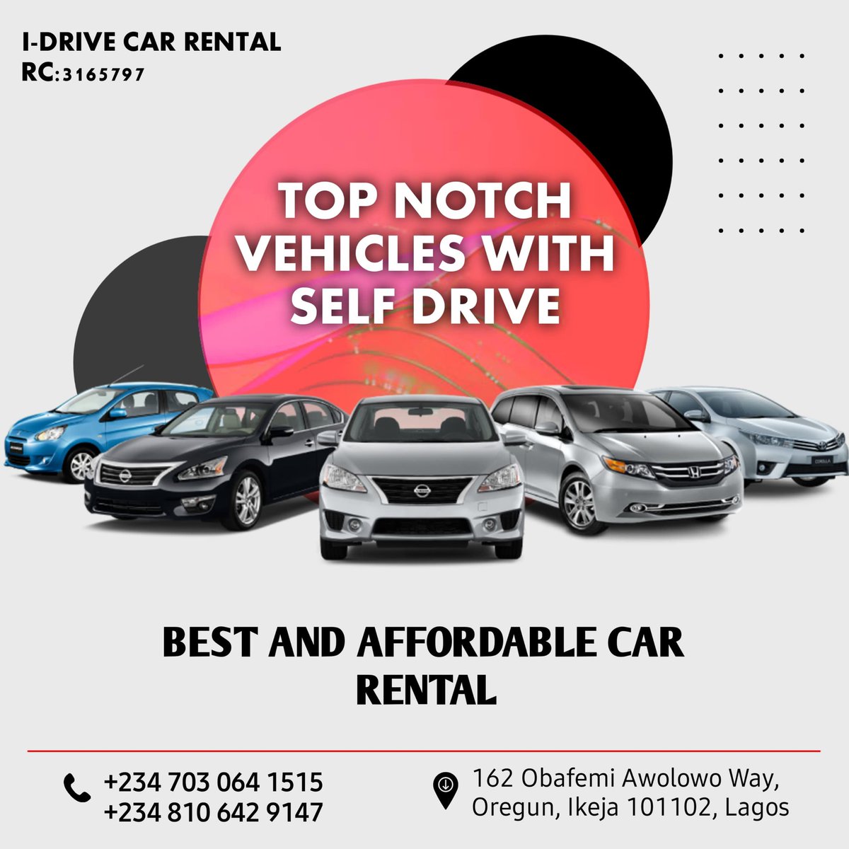 Top notch vehicles available with selfdrive options...