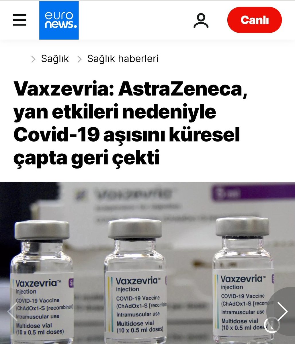 ⚡ŞOK HABER! AstraZeneca, COVID-19 aşısının 'tehlikeli yan etkileri olduğunu' kabul ederek, ürettiği COVİD 19 aşısını tüm dünyadan geri çekme kararı aldı.