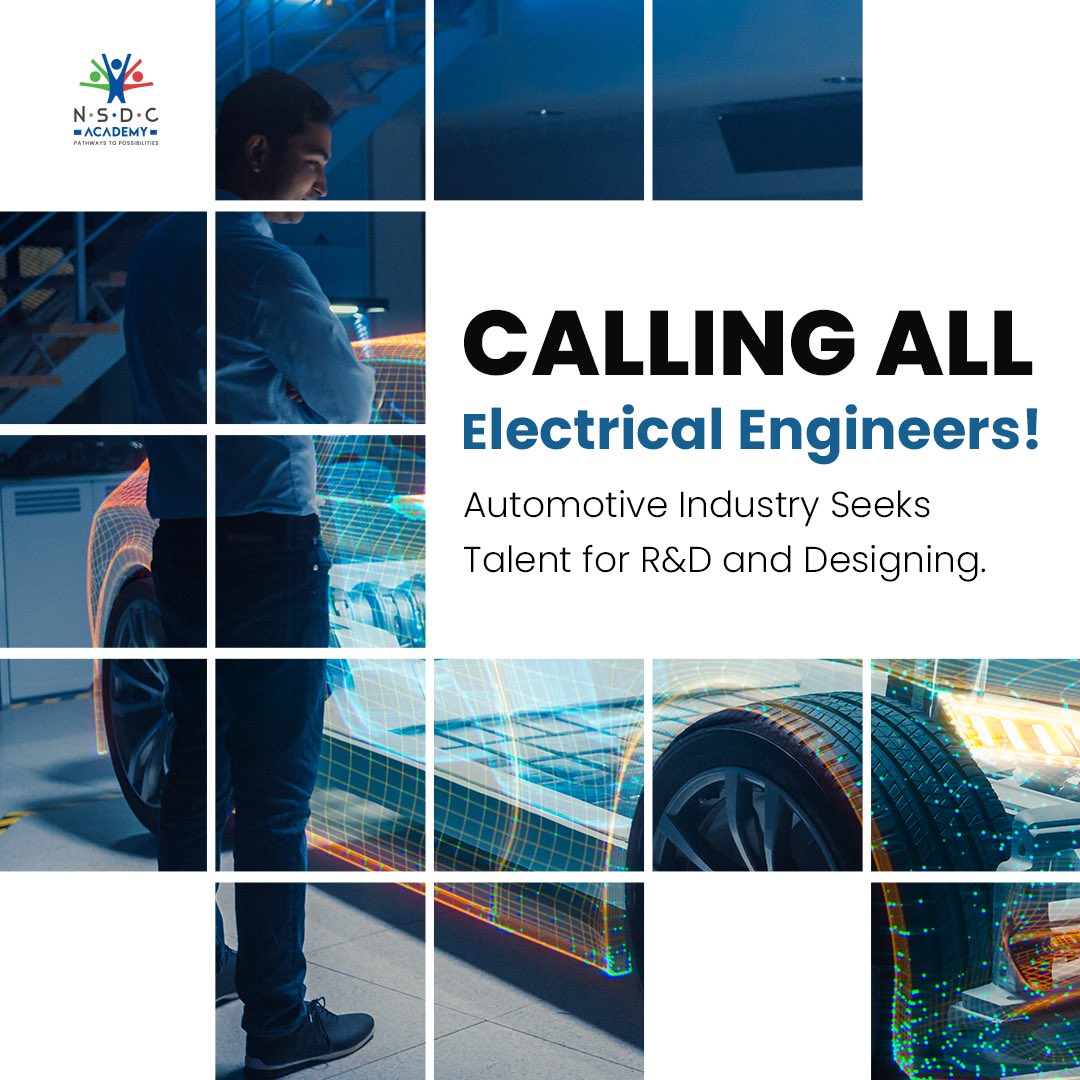 The automotive industry is actively seeking Electrical Engineers to spearhead groundbreaking R&D and innovative Design. Explore electrifying career avenues with the insights offered by NSDC Academy!    #nsdc #nsdcacademy #edtech #automativeindustry #electricalengineers #upskill