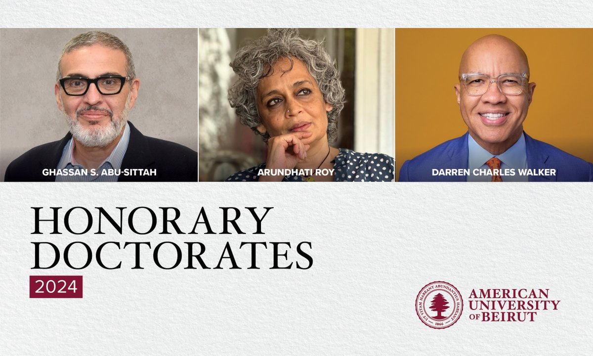 It is a distinct honor to announce the distinguished recipients of the AUB Honorary Doctorate of Humane Letters for this year, our university’s highest form of recognition. As we prepare for our 155th commencement on June 7 and 8, we eagerly anticipate celebrating three
