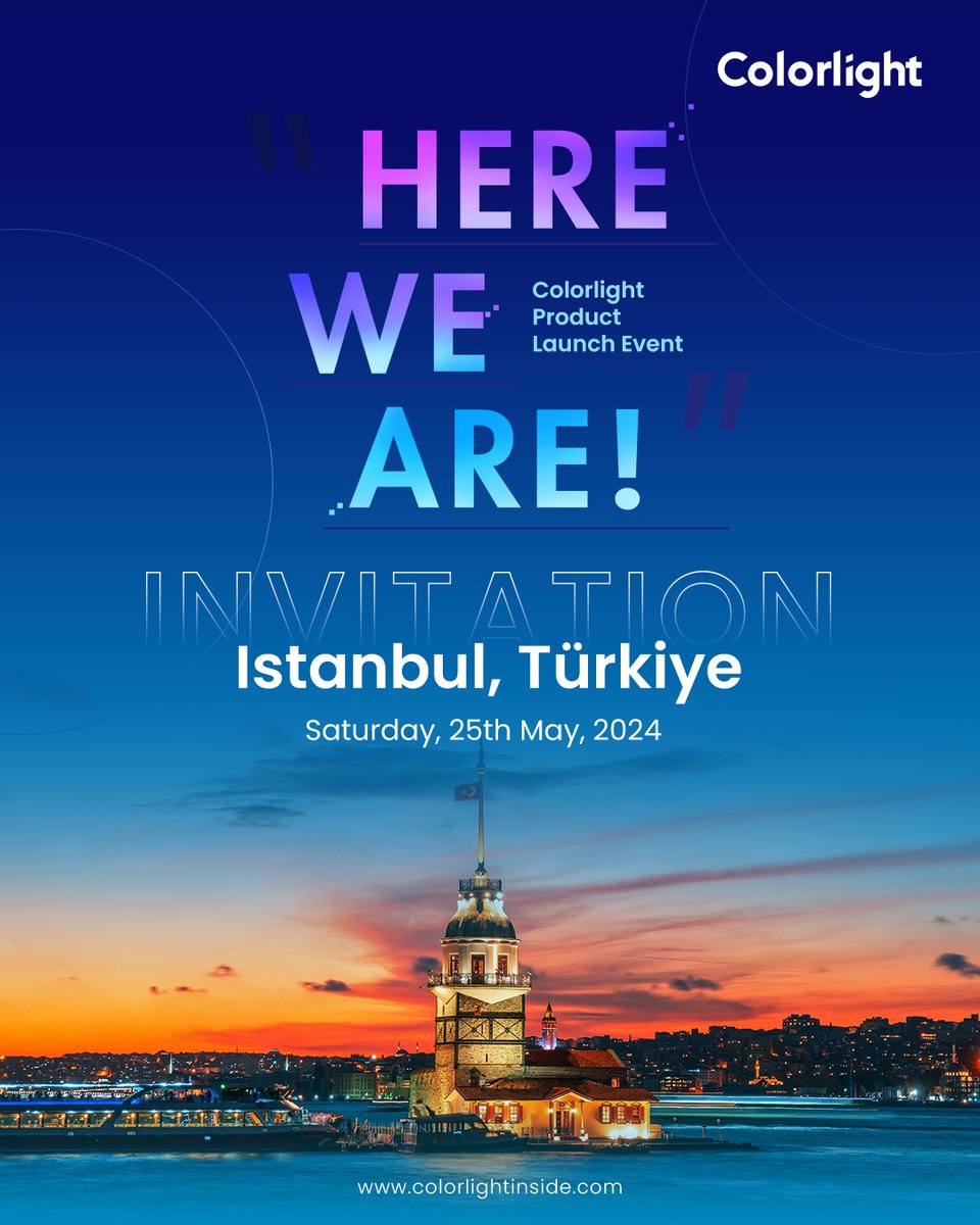 Look forward to your participation in the #Colorlight product launch event in #Istanbul, #Turkey, on May 25th, 2024. We’re thrilled to work with #LEDAJANS for this activity, and please email lindsey@colorlight.cn or call Mustafa Sahin Serttas: +905327043826 to register.

#led