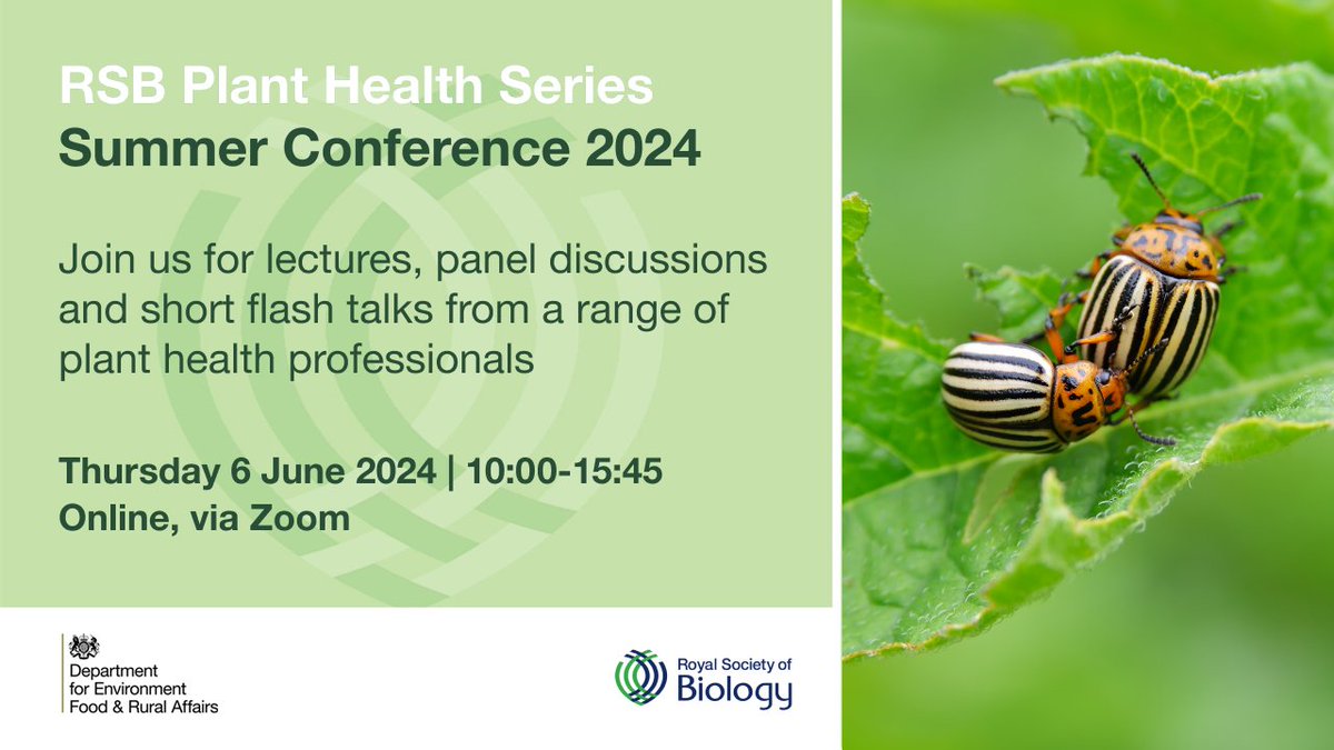 Join this FREE online #PlantHealth conference on 6 June @RoyalSocBio. Hear from industry experts, learn about healthy plant supply chains & plant health careers, and network & connect with members of the plant health community: buff.ly/49ZA1Qq #PlantHealthWeek #PlantSci