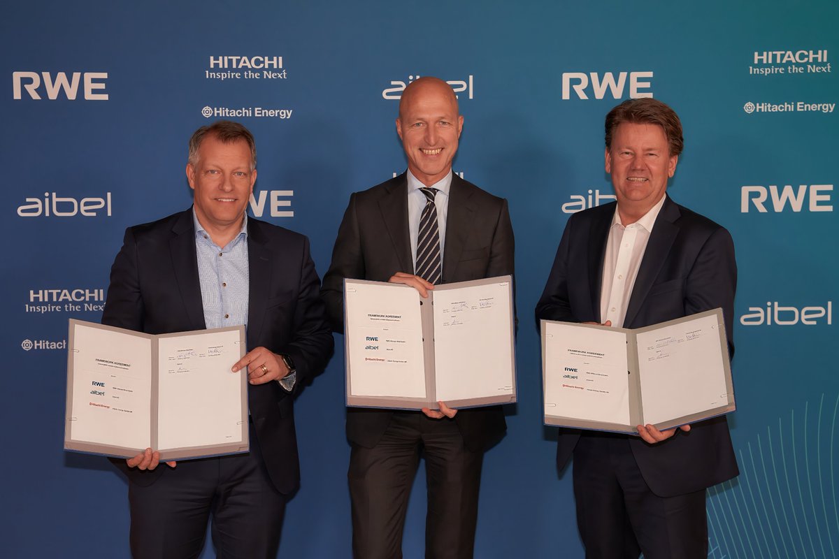 📣 Hitachi Energy and Aibel have partnered with RWE to accelerate the integration of offshore wind power into the grid. ⚡🌊 ➡hitachienergy.social/UCh #FrameAgreement #HVDC #SustainableEnergy #HitachiEnergyPR #HitachiEnergyGridIntegration