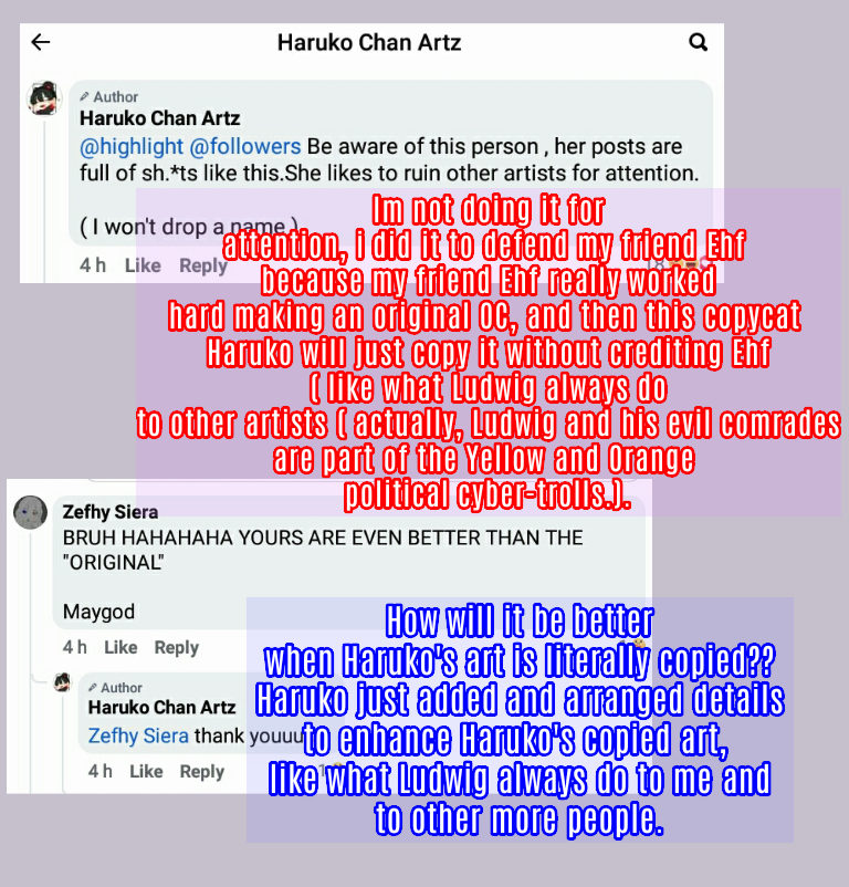 KatriMariaErrol's tweet photo. 🔴And Here they are again. Ludwig, a.k.a.:
#HarukoChanArtz, #KamizatoMorningstar, #FaeBelleCrowarctia, and #JulieFransiska ) spreading lies again. Now here's my feedback of truth. 
-----
-#KatriMariaUkoniemmiErrol / #TamariUmeSoyh https://t.co/Saa1AtBunY