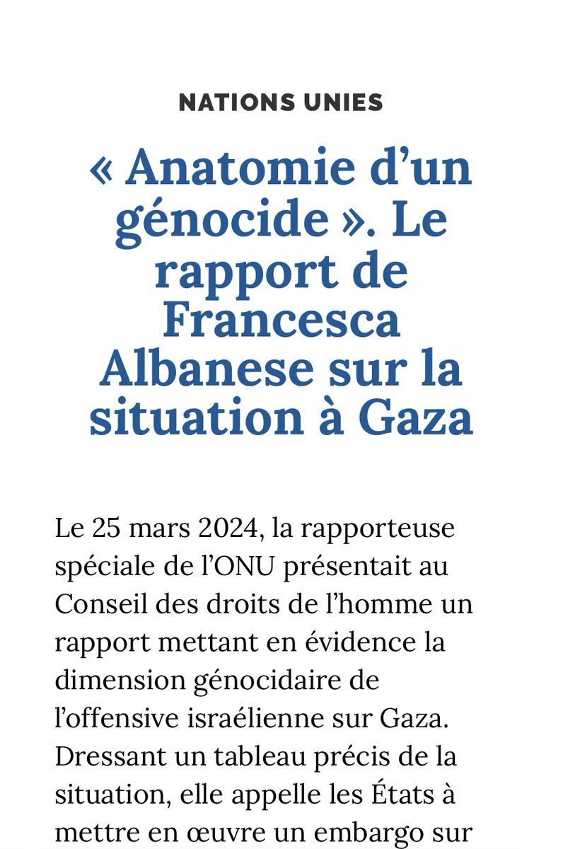 L'ONU vous dit qu'il s'agit d'un génocide et @FranceskAlbs a rédigé littéralement un rapport intitulé ANATOMIE D'UN GENOCIDE, mais les médias continuent de nier ce génocide et offre tribune à des clowns comme Sophia Aram ! Une propagande négationniste de masse ignoble ! #Genocide