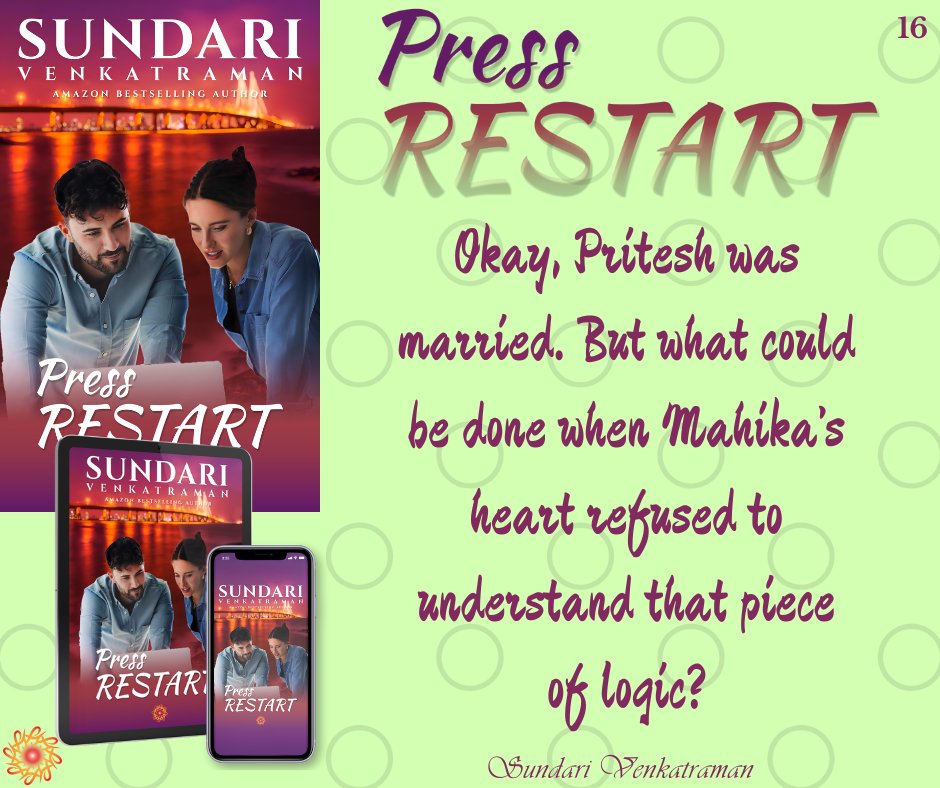 Press RESTART #PressRestart #Romance #HotNewRelease   #RomanceNovel #bestseller #IndieBookstoreDay #SundariVenkatraman   #KindleUnlimited Voyeur! He scolded himself before dragging his eyes away   from her receding form to step back into his cabin. amazon.com/dp/B0D274V9XT