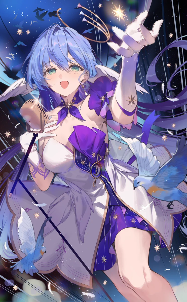 スターレイル、ロビンB2タペストリーアニメキャラクター イラスト 水色髪 紫衣装 崩壊：スターレイル on X: 