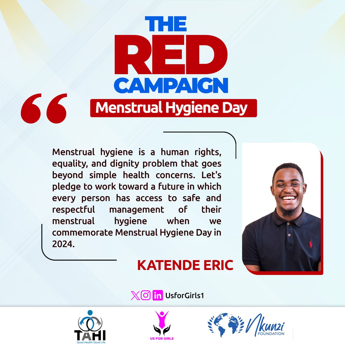 I joined the #RedCampaign because Menstrual Hygiene is a human right, and equality goes beyond simple health concerns. Let's pledge to an all-access safe and respectful management of menstrual hygiene. #PeriodFriendlyWorld #MHDay2024