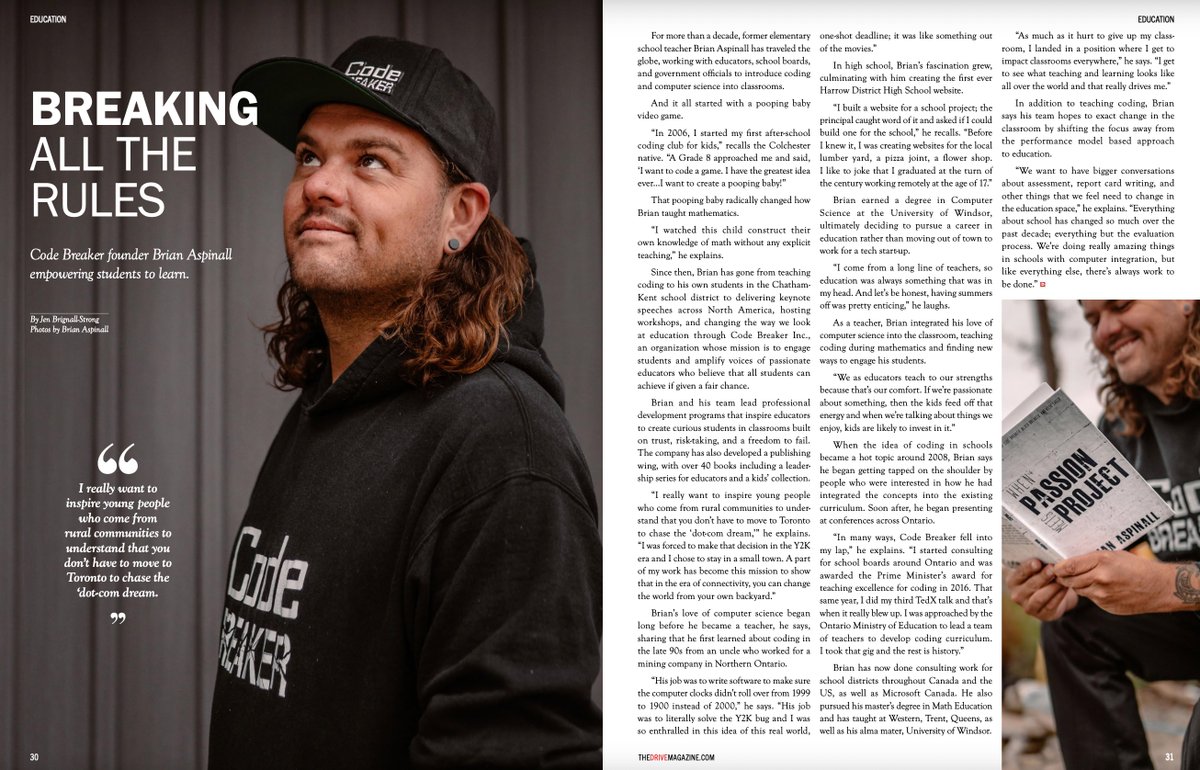 'For more than a decade, former elementary school teacher Brian Aspinall has traveled the globe, working with educators, school boards, and government officials to introduce coding and computer science into classrooms.' Shoutout to @thedrivemag for covering this story! 🦾👏🏼🤘🏼