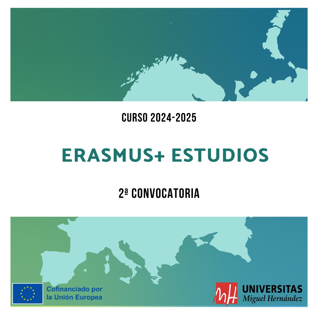 👉El Vicerrectorado de Internacionalización y Cooperación publica la 2ª convocatoria del programa de movilidad internacional ERASMUS + con fines de estudios para el curso académico 2024/2025. internacional.umh.es/movilidad/estu…