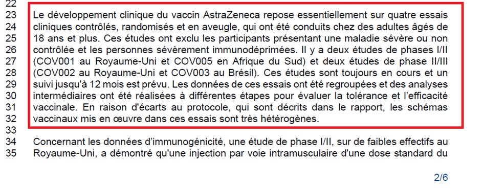Petit rappel sur le vaccin Vaxveria d'AstraZeneca. ILS SAVAIENT TOUT dès février 2021 ! J'ai alerté sur la piètre méthodologie utilisée dès avril 2021, les résultats étant issus de 4 études, seulement 2 étant prises en compte pour l'efficacité Ce point est d'ailleurs relevé dans…
