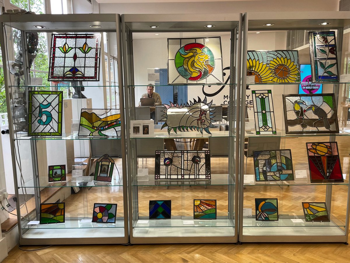 Beautiful display of stained glass produced by students in Morley College reception last week 🎨

#stainedglass #art #morleycollege #reception #students #lambeth