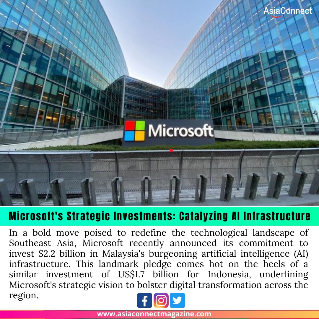 Microsoft's Strategic Investments: Catalyzing AI Infrastructure in Southeast Asia'

Read More :- asiaconnectmagazine.com/microsofts-str…

#MicrosoftInSEA #TechTransformation #AIForGood #DigitalEmpowerment #SocioEconomicImpact #InnovationEcosystem #DigitalInclusion #EmpoweringCommunities