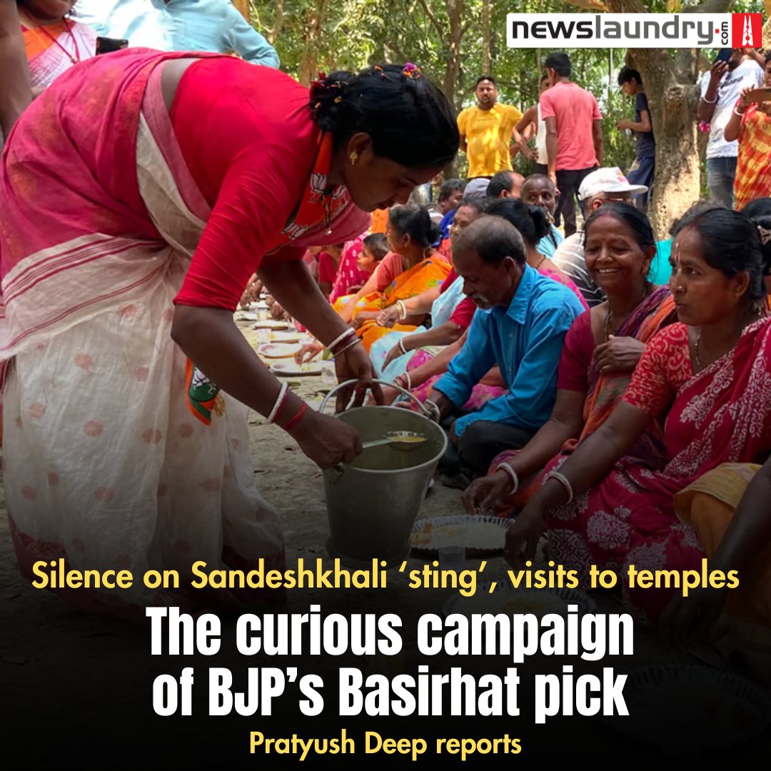 BJP decided to field #Sandeshkhali violence survivor Rekha Patra from the #Basirhat constituency which has a 54% Muslim population, and is seeing a triangular contest. @PratyushDeep1 followed her on her campaign trail. newslaundry.com/2024/05/08/sil…