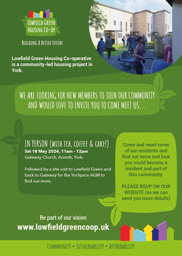 Want to be part of York's first co-operative community? 

Come along on Saturday 18th to meet our current members. @loficoho have an open drop in followed by a site visit ahead of the @Yorspace AGM... and all this on #WorldCLTDay2024

#affordable #sustainable #communityledhousing