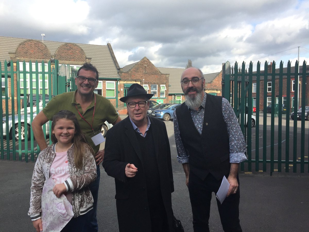 Such a happy child - here she is with @smithsmm and @PieCorbett