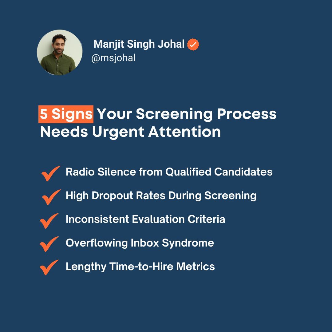 After years in hiring, here's what I've learned: refresh your screening process to secure top talent. Don't let outdated practices hold you back. Let's optimise for success together. #HiringProcess #Screening #OptimiseNow