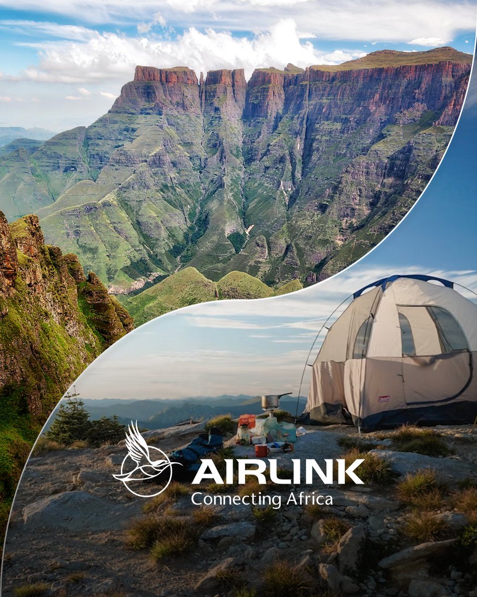 May magic in the Drakensberg with #Airlink! 🌄✨Last call for pre-winter camping! 🏕️ 

Book your flight now at: bit.ly/4diyQyg 

#FlyAirlink #FlyTheLink #Skybucks #Drakensberg