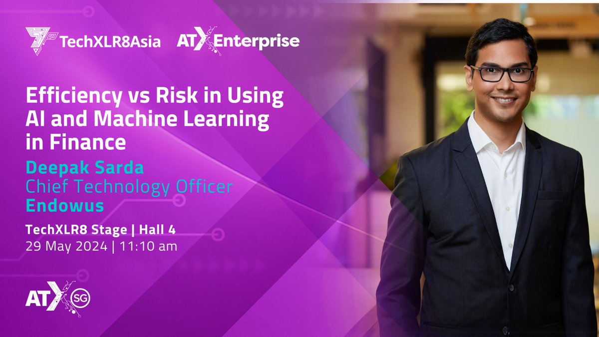 Excited to welcome Deepak Sarda, CTO at Endowus, to our panel! With 20 years of experience, he leads their award-winning digital investment platform. Deepak will discuss AI in finance and tech ethics. Secure your spot: bit.ly/3wnmi8c @AsiaTechxSG