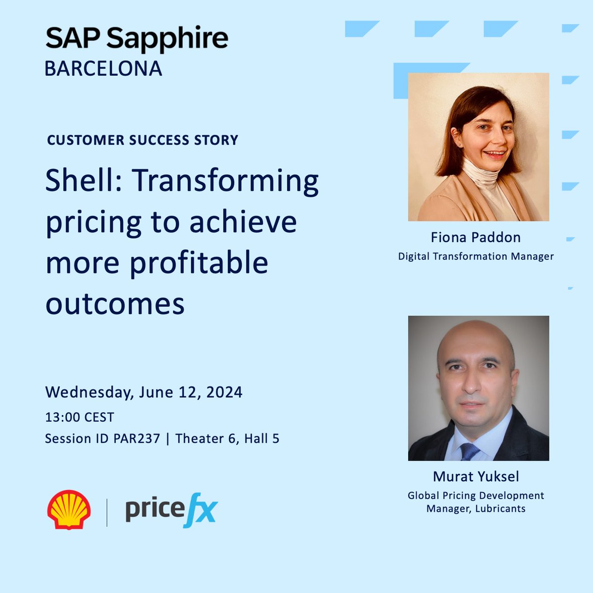 📢 SAP Sapphire Barcelona Alert!
Join our customer Shell for a speaking session at #SAPSapphire Barcelona to learn how integrated and digitalized pricing reduces complexity, increases sales, and enhances customer experience.  

Add to your agenda builder: okt.to/UQto0d